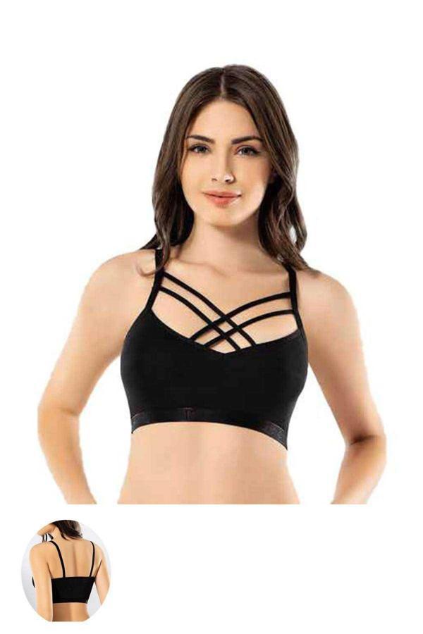 Kota 3 Adet Siyah Çapraz İpli Büstiyer - Image 1