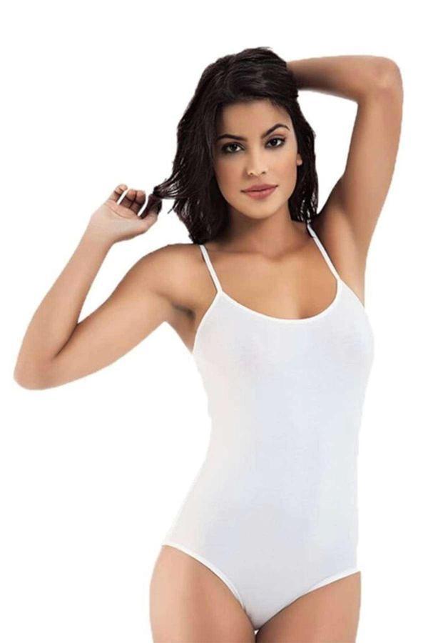İp Askılı Kadın Çıtçıtlı Body Beyaz - Image 1