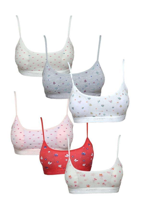 Pedli Ip Askılı Yarım Atlet Desenli Büstiyer 6 Lı Set 1 - Image 1