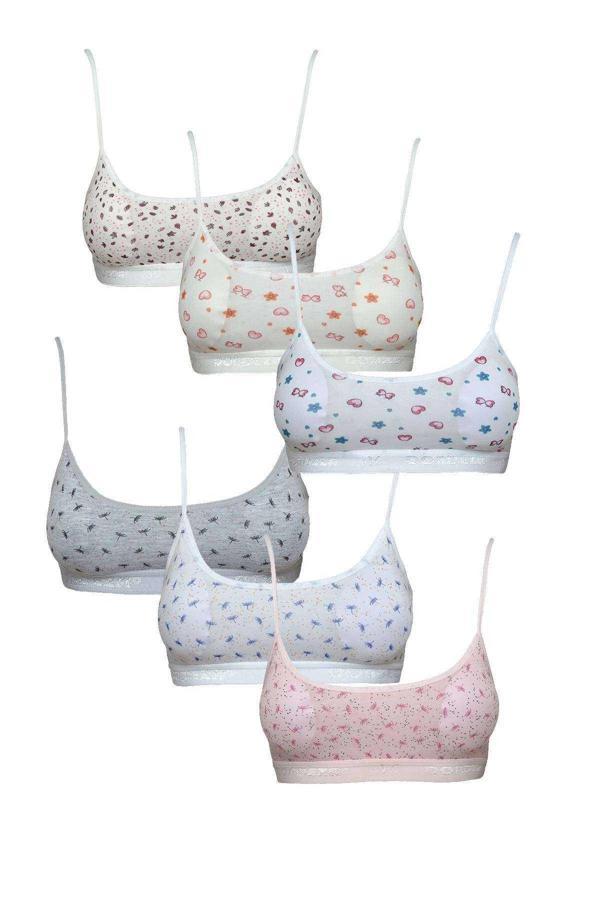 Pedli Ip Askılı Yarım Atlet Desenli Büstiyer 6 Lı Set 2 - Image 1
