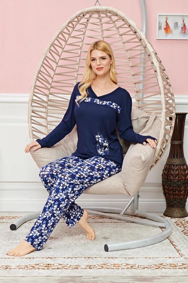 Bayan Uzun Kollu Pijama Takımı Model no 7612 - Image 1