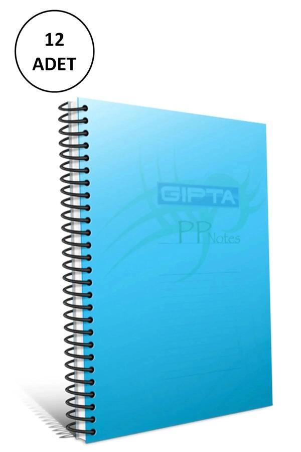 Gıpta A4 Spiralli Defter Eko Plastik Kapak Çizgili 100 Yaprak 12 Adet - Image 1