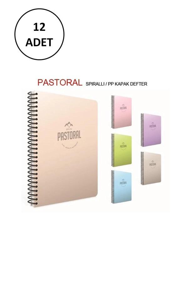Pastoral A4 Spiralli PP Kapak Defter 96YP Çizgili 12 Adet - Image 1