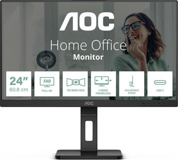 AOC 23.8" IPS 24P3CV 4MS 75HZ HDM-DP USB-C PIVOT KURUMSAL MONİTÖR - Image 1