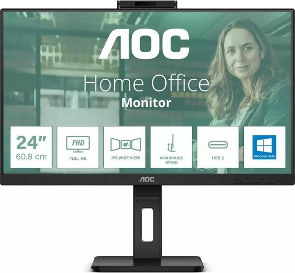 AOC 23.8" IPS 24P3CW 4MS 75HZ HDM-DP USB-C WEB KAMERALI PIVOT KURUMSAL MONİTÖR - Image 1