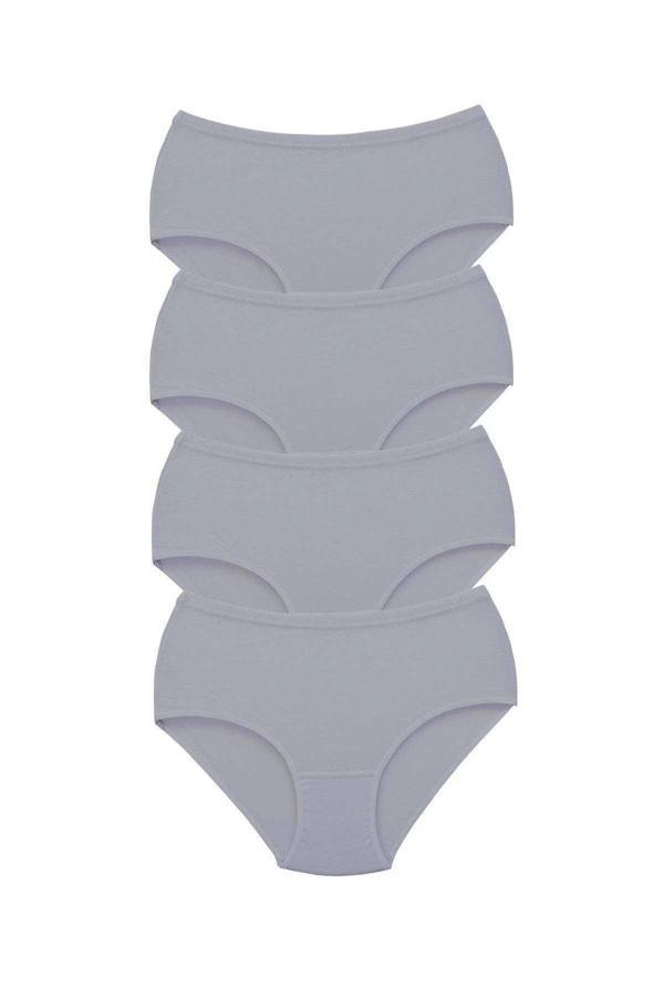 4 Adet Tutku Kadın Yüksek Bel Bato Kalın Lastik Külot Gri - Image 1