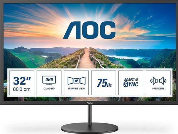 AOC 31.5" IPS Q32V4 4MS 75HZ HDMI-DP KURUMSAL MONİTÖR 2560X1440 - Image 1