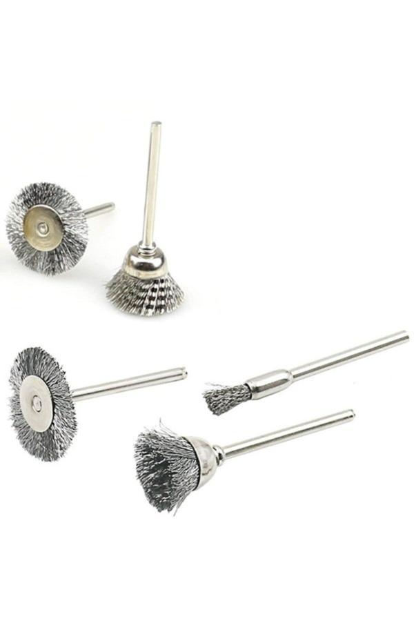 Depolife Dremel Proxxon Uyumlu 5 Parça Çelik Tel Fırça Seti Pas Kir Temizleme Zımparalama Kalıpçı Seti - Image 1