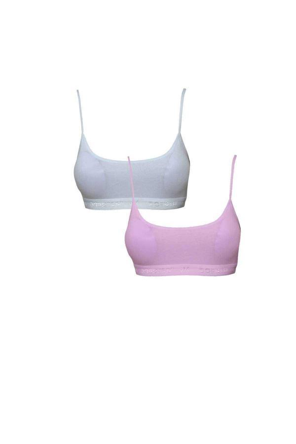 Pedli İp Askılı Beyaz ve Pembe Büstiyer 2 adet - Image 1