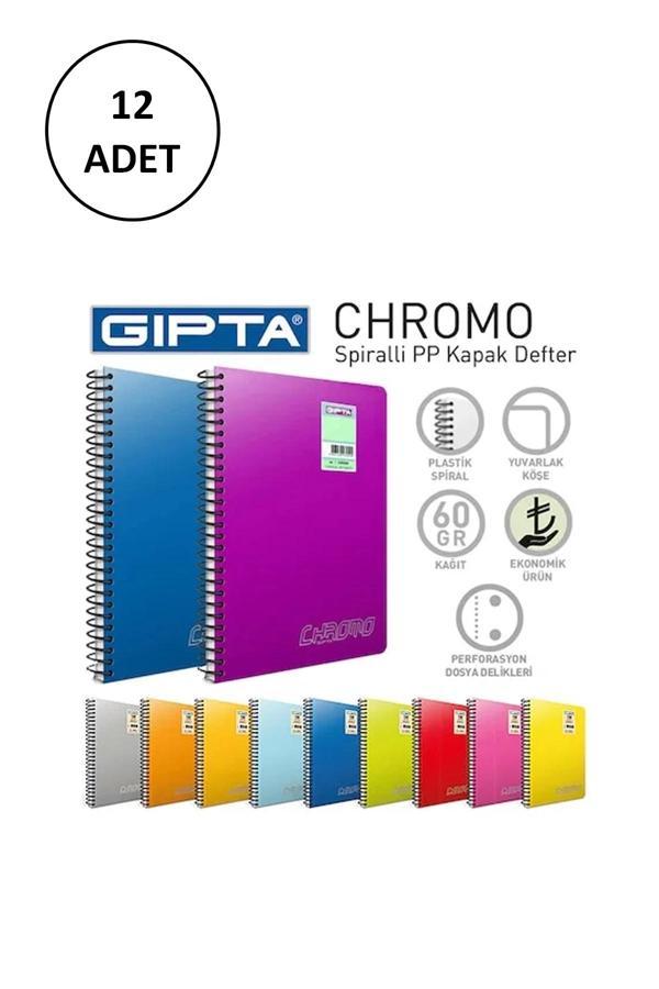 Chromo Spiralli Pp Kapak Defter A4-60 Yaprak Düz 12 Adet - Image 1