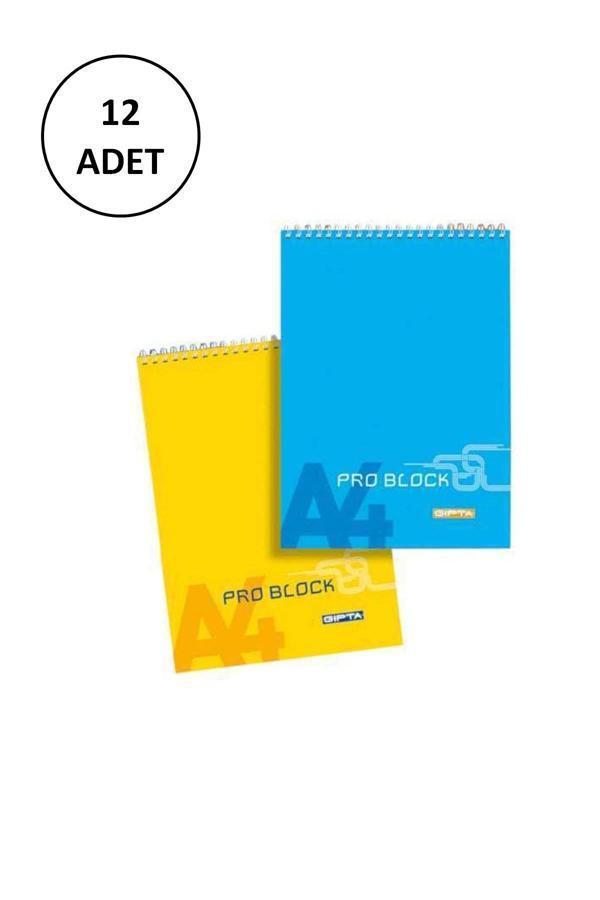 Gıpta A4 Bloknot Pro-Block Spiralli Karton Kapak Kareli 40 Yaprak 12 Adet - Image 1