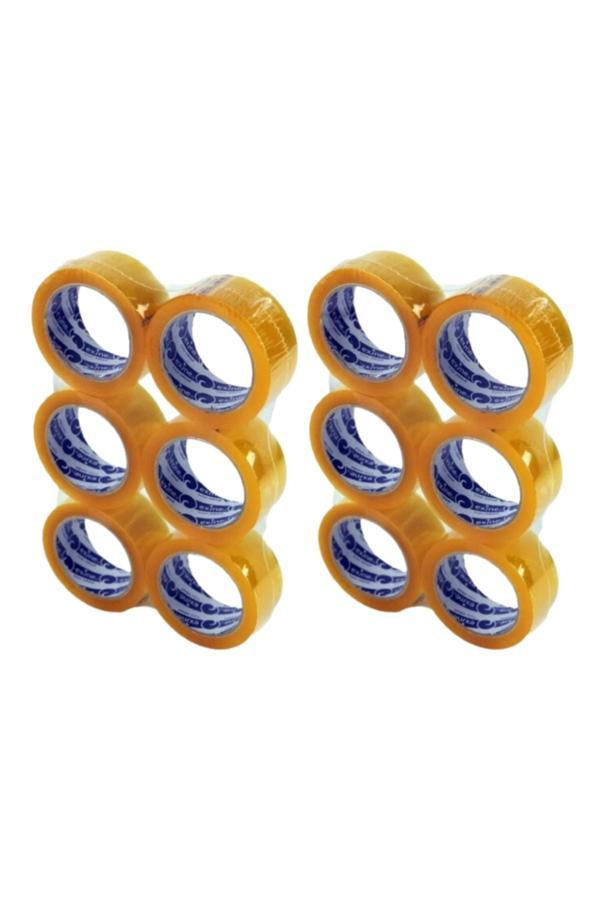 12 adet Şeffaf Koli Bandı Güçlü Yapışkan Yüzey 40mm 100 metre - Image 1
