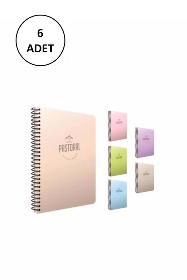 A4 Spiralli Defter Pastoral Plastik Kapak Kareli 120 Yaprak 3-3248000-2011 Asorti 6 Adet - Image 1