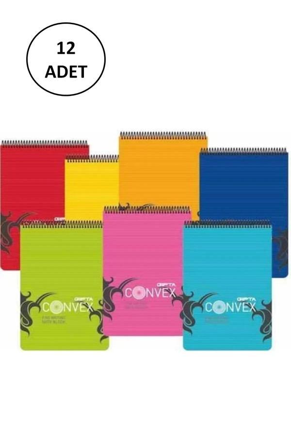 Gıpta Convex Bloknot A-4 Spiralli Pp Kapak 100 Yaprak Çizgili 12 Adet - Image 1