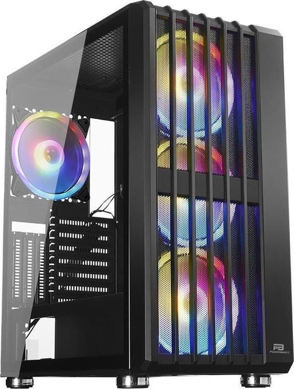 POWERBOOST VK-H002B 14CM 4-FANLI RGB GAMING MID-TOWER PC KASASI - Image 1