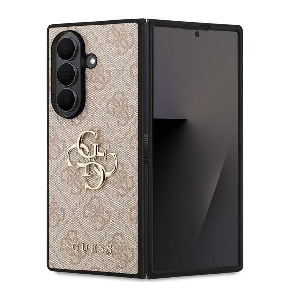 Guess Galaxy Z Fold 7 Uyumlu Kılıf Orjinal Lisanslı Pu Deri Büyük Metal Logo Dizaynlı Kapak Pembe - Image 1