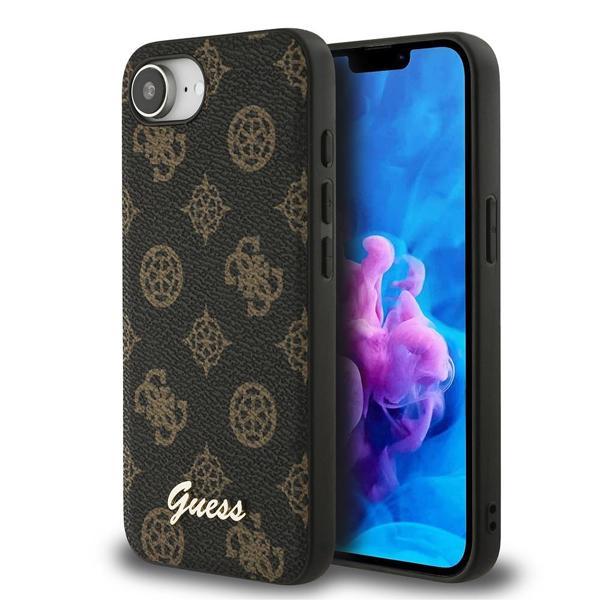 Guess İphone 16E Uyumlu Kılıf Orjinal Lisanslı M-Safe Şarj Özellikli Yazı Logolu Peony Kapak Siyah - Image 1