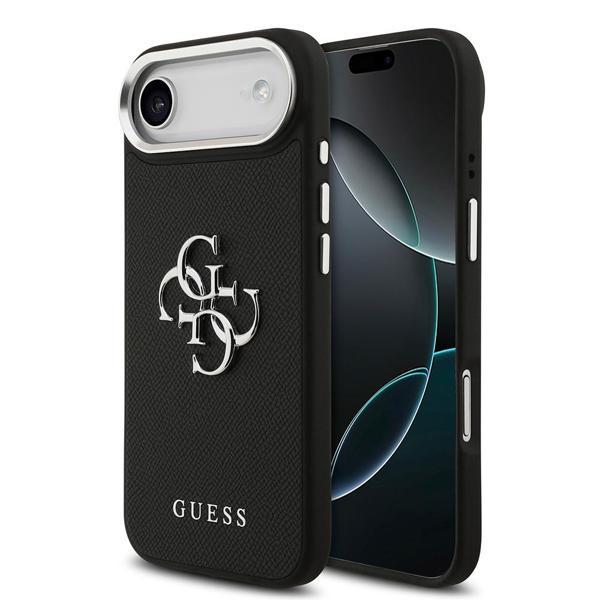 Guess İphone 17 Air Uyumlu Kılıf Orjinal Lisanslı Pu Deri 4G Büyük Metal Logo Dizaynlı Kapak Siyah - Image 1