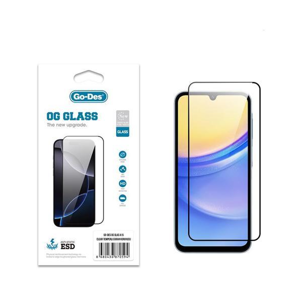 Go-Des Galaxy A15 Uyumlu Og Glass Antistatik Temperli Cam Ekran Koruyucu Şeffaf - Image 1