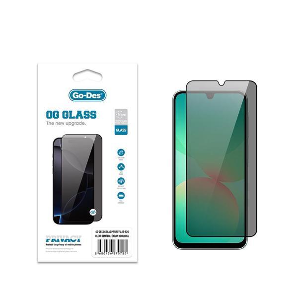 Go-Des Galaxy A16 Uyumlu Og Glass Privacy Antistatik Temperli Cam Ekran Koruyucu Siyah - Image 1
