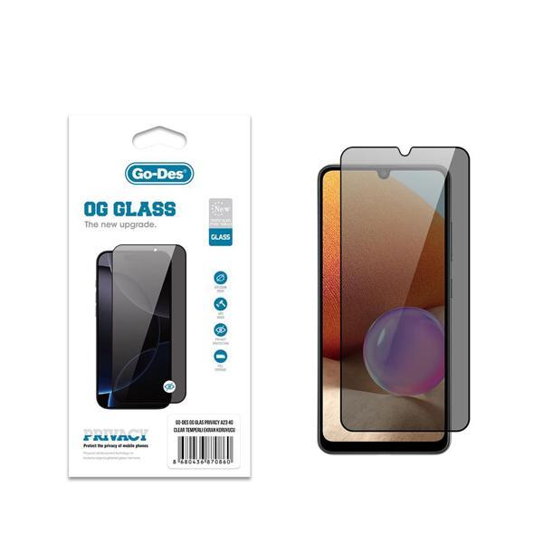 Go-Des Galaxy A23 Uyumlu Og Glass Privacy Antistatik Temperli Cam Ekran Koruyucu Siyah - Image 1