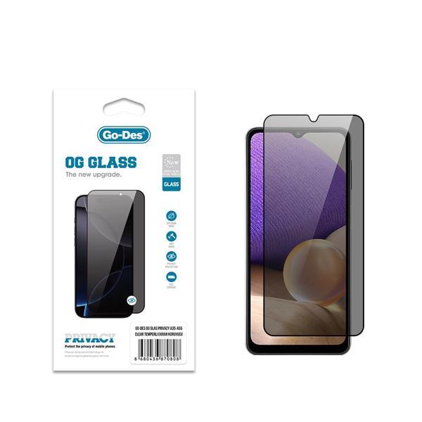 Go-Des Galaxy A35 Uyumlu Og Glass Privacy Antistatik Temperli Cam Ekran Koruyucu Siyah - Image 1