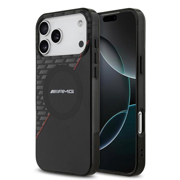 Amg İphone 17 Pro Max Kılıf Lisanslı M-Safe Uyumlu Kırmızı Çapraz Çizgili Kapak Siyah-Kırmızı - Image 1