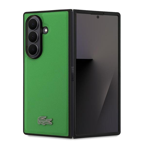 Lacoste Galaxy Z Fold 7 Kılıf Lisanslı M-Safe Uyumlu Pike Desenli İkonik Timsah Logolu Kapak Yeşil - Image 1