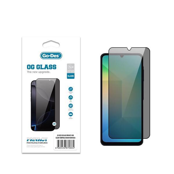 Go-Des Galaxy A06 Uyumlu Og Glass Privacy Antistatik Temperli Cam Ekran Koruyucu Siyah - Image 1