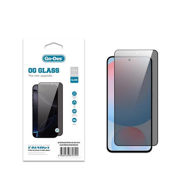 Go-Des Galaxy S24 Fe Uyumlu Og Glass Privacy Antistatik Temperli Cam Ekran Koruyucu Siyah - Image 1