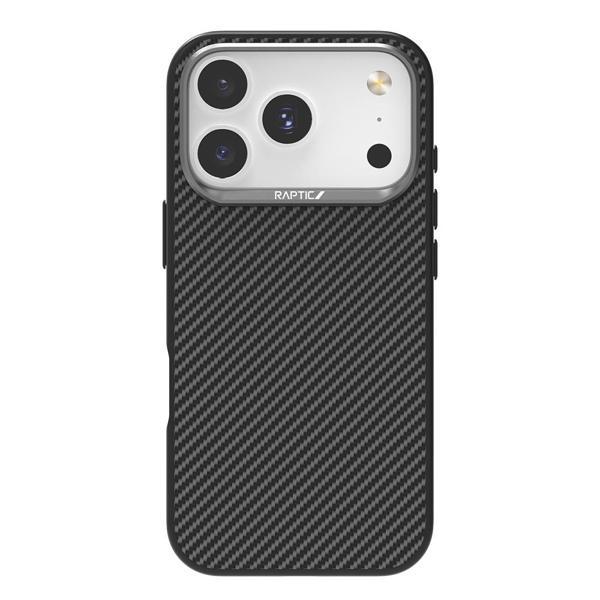 Raptic İphone 17 Pro Max Kılıf M-Safe Şarjlı 600D Metal Kamera Çerçeveli Aramid Fiber Serisi Siyah - Image 1