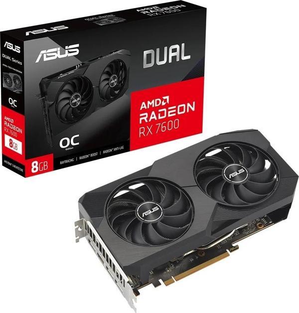 ASUS 8GB DUAL RX7600-O8G GDDR6 128bit HDMI DP PCIe 16X v4.0 - Image 1
