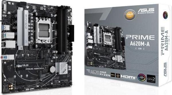 ASUS PRIME A620M-A-CSM DDR5 HDMI-DP PCIE 4.0 AM5 mATX KURUMSAL ANAKART - Image 1