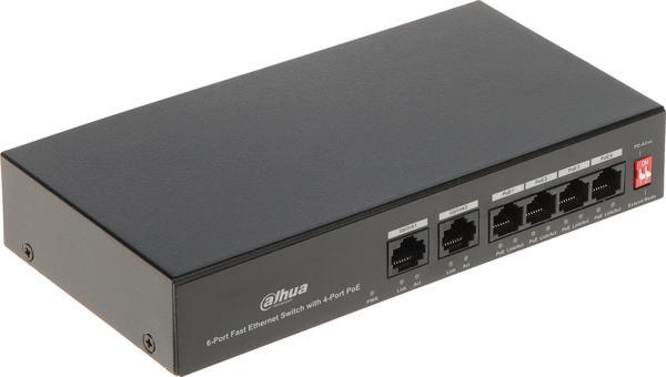 DAHUA 6kanal 36w 4port PoE PFS3006-4ET-36 10/100 2x-Uplink Switch  - Image 1