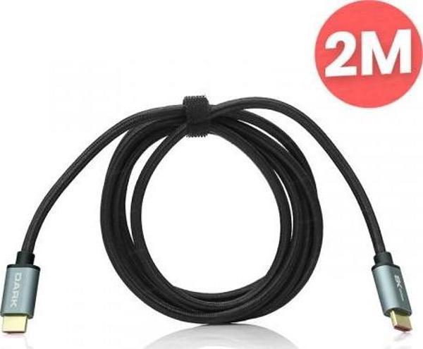 DARK 2metre HDMI 2.1 8K60/4K144, 48G Alüminyum Başlık HDMI Kablo - Image 1