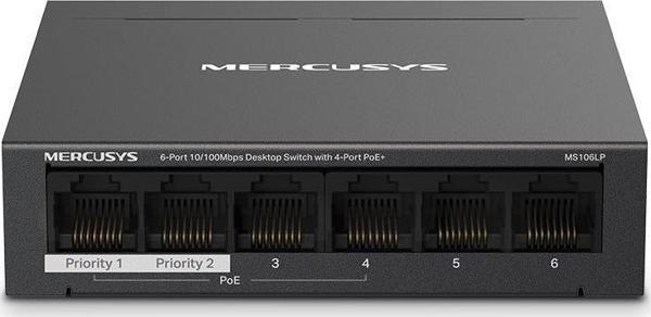 MERCUSYS 6port MS106LP 10/100 4port PoE 40w Yönetilemez Switch - Image 1