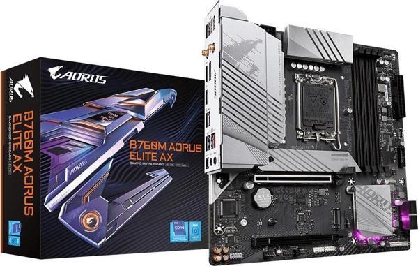 GIGABYTE B760M AORUS ELITE AX WIFI-6E DDR5 HDMI DP PCIe 16X v5.0 1700p mATX - Image 1