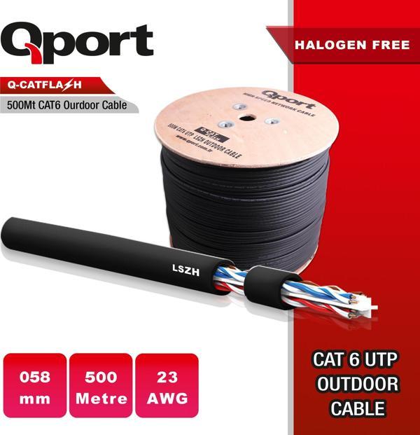 QPORT CAT6 Utp 23AWG 500m Outdoor Makaralı LSZH Kablo Q-CATFLASH - Image 1