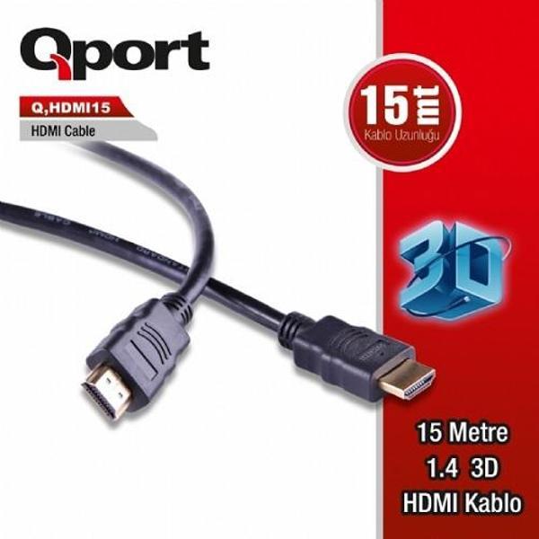 QPORT Q-HDMI15 15metre HDMI Görüntü Kablosu 3D Gold 1.4v - Image 1