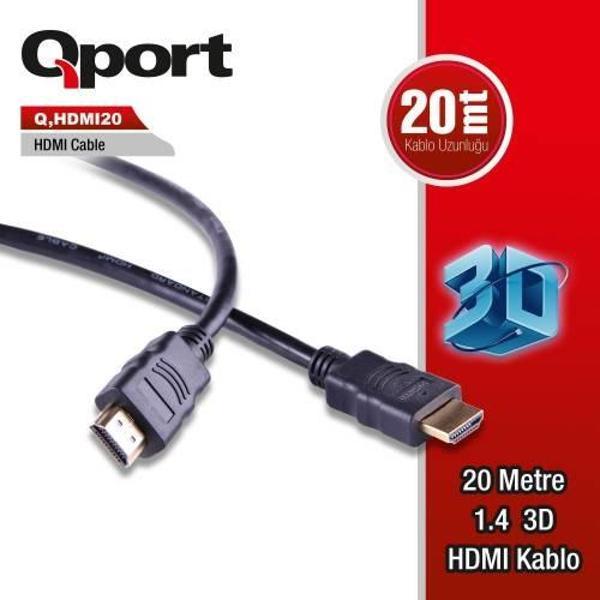 QPORT Q-HDMI20 20metre HDMI Görüntü Kablosu 3D Gold 1.4v - Image 1