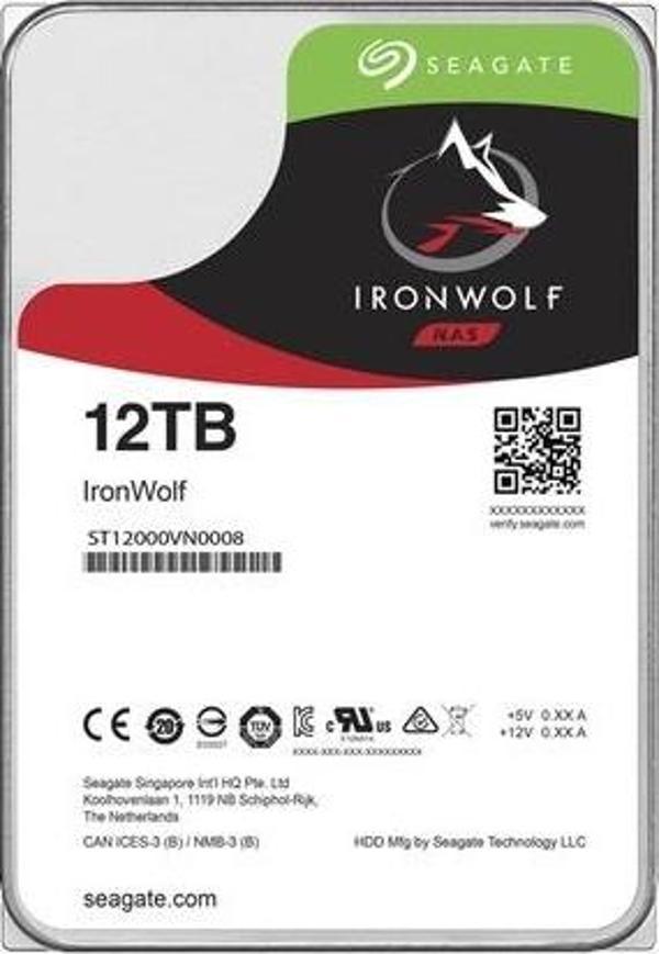 SEAGATE 12TB 3.5" 7200RPM 256MB SATA3 NAS DİSKİ IRONWOLF ST12000VN0008 - Image 1
