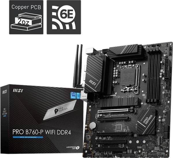 MSI PRO B760-P WIFI-6E DDR4 HDMI-DP PCIE 4.0 1700p ATX - Image 1