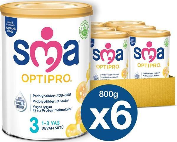 SMA Optipro 3 No 800 Gr 1-3 Yaş Devam Sütü x 6lı  - Image 1