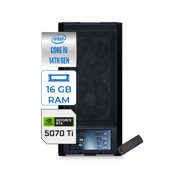 Zetta Prostation Intel Core I9 14900K 16GB Ddr5 4tb M.2 Nvme SSD Nvidia RTX5070TI 16GB Gdrr7 Freedos Iş Istasyonu ZETPI95070TIF04 + Zetta Flash Bellek - Image 1