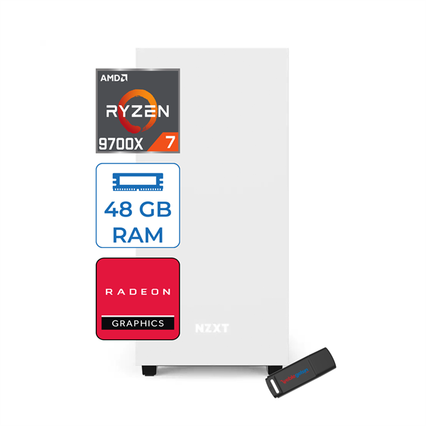 Zetta Minix H210 Amd Ryzen 7 9700X 48GB (6400MHZ) Ddr5 2tb 7100/6000MB/S SSD Amd Radeon Grafik Freedos 500W Masaüstü Bilgisayar ZETMIN97X011 - Image 1