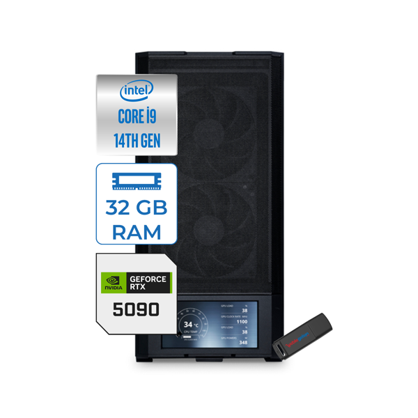 Zetta Prostation Intel Core I9 14900K 32GB Ddr5 512GB M.2 Nvme SSD Nvidia RTX5090 32GB Gdrr7 Windows 11 Pro Masaüstü Bilgisayar ZETPI95090P07 + Zetta Flash Bellek - Image 1
