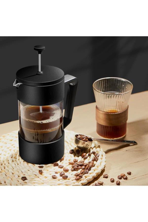 Vestron Borosilikat Siyah Cam French Press 420 Ml Kahve Demleme Potu, Isıya Dayanıklı Filtre Kahve Pres - Image 1
