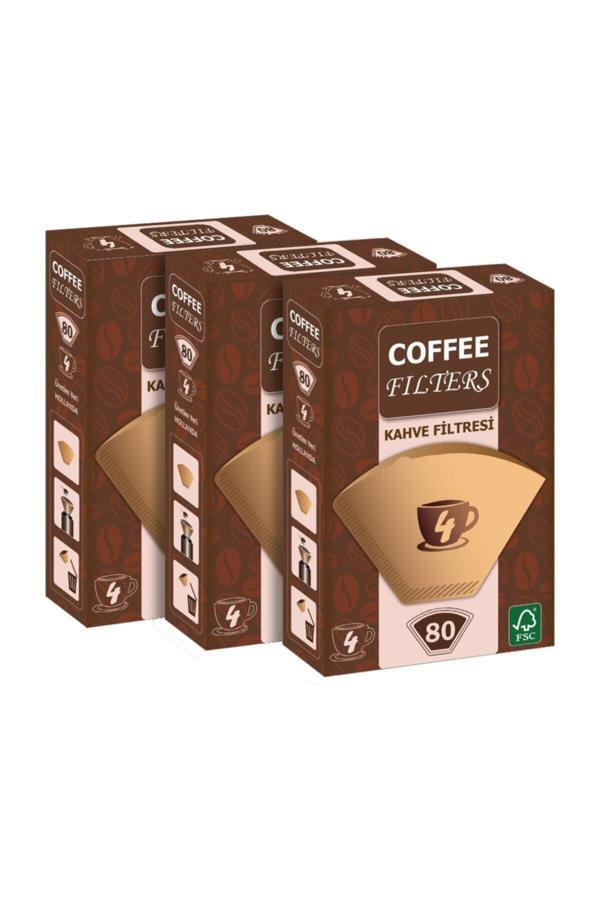 Coffee Filters Filtre Kahve Kağıdı 1/4 80'Li 3 Paket 240 Adet - Image 1