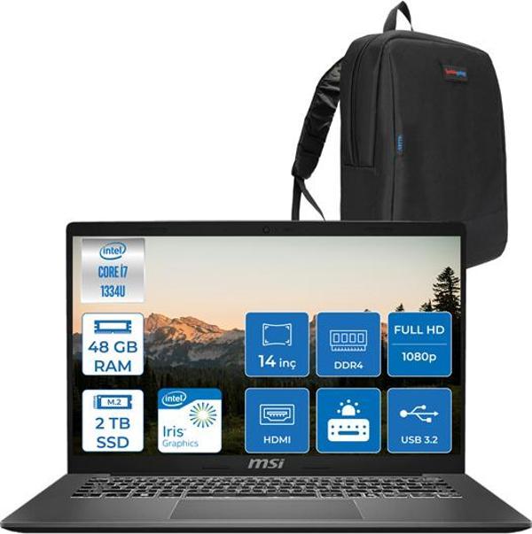 Msı Modern 14 Intel Core I5 1334U 48GB Ddr4 2tb SSD Intel Iris Xe Graphics 14.0" Fhd IPS Freedos Taşınabilir Bilgisayar F13MGF19 + Zettausbbellek - Image 1