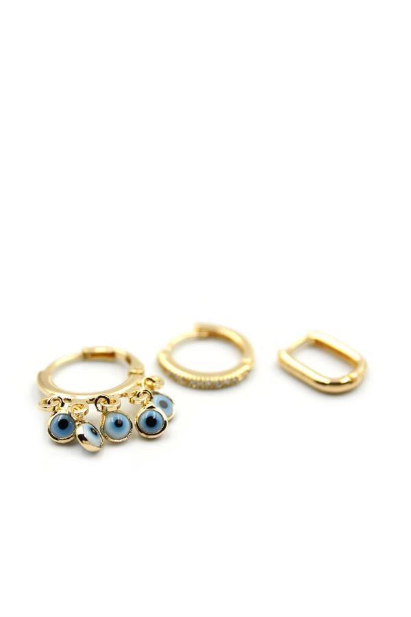 3'lü Nazar Küpe - Altın - Image 1